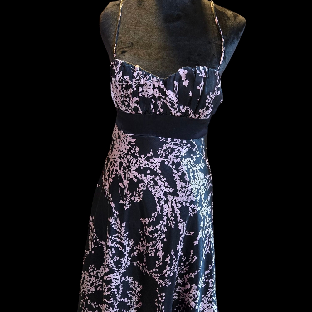 Elegant Black and Pink Floral Dress